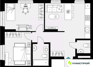 Продажа 2-комнатной квартиры, 60.71 м2, Казань, Ново-Савиновский район