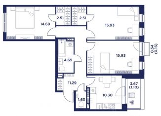 Продам 3-ком. квартиру, 82.46 м2, Санкт-Петербург