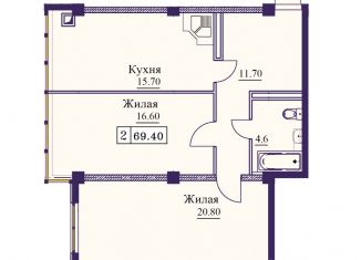 Продам 2-комнатную квартиру, 69.4 м2, Минеральные Воды