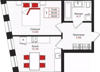 Продажа 1-ком. квартиры, 36 м2, Казань, Советский район