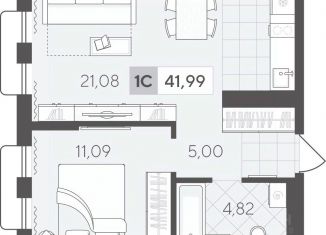 Продается 1-комнатная квартира, 41.99 м2, Тюменская область