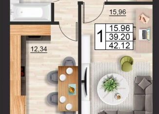 Продам однокомнатную квартиру, 42.12 м2, Смоленск