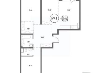 Продам трехкомнатную квартиру, 90.59 м2, Иркутская область