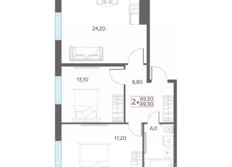 Продаю 2-ком. квартиру, 69.3 м2, Тобольск, микрорайон 7А, 29