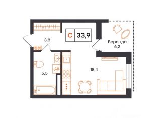Продаю квартиру студию, 33.9 м2, Тюмень, Калининский округ
