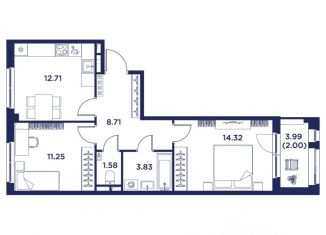 Продается 2-ком. квартира, 54.4 м2, Кронштадт