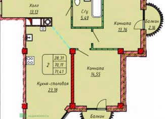 Продам 2-ком. квартиру, 70.1 м2, Ессентуки