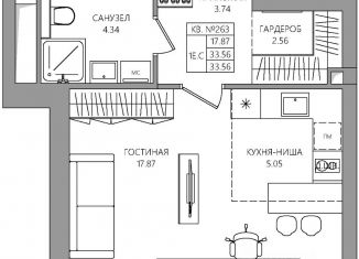 Продам квартиру студию, 33.56 м2, Пермь