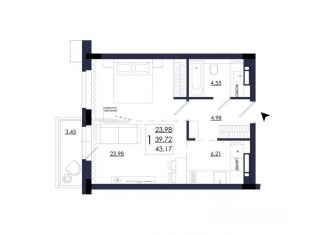 Продам 1-ком. квартиру, 43.17 м2, Смоленск, Заднепровский район, улица Маршала Ерёменко