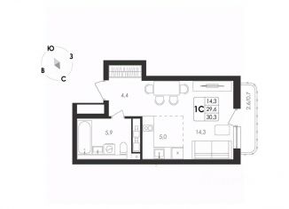 Продается однокомнатная квартира, 30.3 м2, Воронеж, Левобережный район