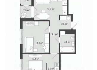 Продажа 2-комнатной квартиры, 52.9 м2, Ижевск, Индустриальный район