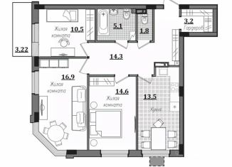 Продается 3-ком. квартира, 82.37 м2, Смоленск, Промышленный район, улица Александра Степанова, 14