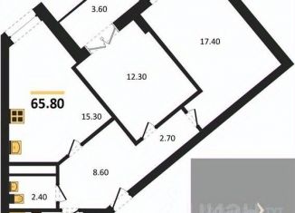 Продается двухкомнатная квартира, 65.8 м2, Воронеж