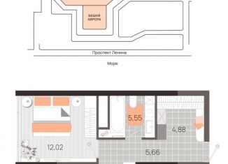 Продажа 1-ком. квартиры, 48.19 м2, Крым, проспект Ленина, 60