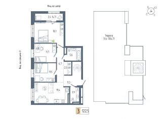 Трехкомнатная квартира на продажу, 122.5 м2, Уфа, Октябрьский район