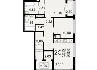 Продажа 2-комнатной квартиры, 73.85 м2, Тула, Одоевское шоссе, 73Б