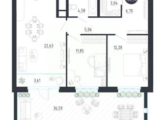 Продажа 2-комнатной квартиры, 106.34 м2, Тула, Центральный территориальный округ