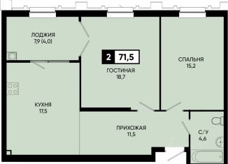 Продажа двухкомнатной квартиры, 71.5 м2, поселок Аликоновка