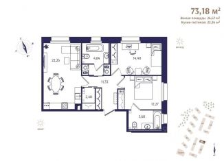 2-ком. квартира на продажу, 73.18 м2, Зеленогорск