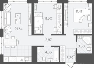 Продажа двухкомнатной квартиры, 61.74 м2, Тюменская область, улица Вадима Бованенко, 11