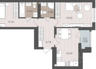 Продам 2-ком. квартиру, 58.49 м2, Калининград