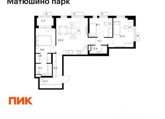 Продам трехкомнатную квартиру, 76.6 м2, Казань, Приволжский район