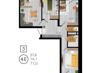 Продажа 4-ком. квартиры, 77 м2, Воронеж, улица Рокоссовского, 47, Железнодорожный район