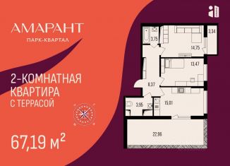 Продается 2-комнатная квартира, 67.19 м2, Пенза, Октябрьский район