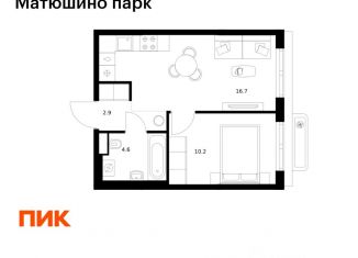 1-ком. квартира на продажу, 34.4 м2, Татарстан