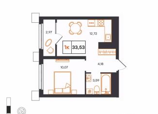 Продается 1-ком. квартира, 33.53 м2, Тюмень, Калининский округ