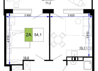 Продается 2-ком. квартира, 54.1 м2, Анапа