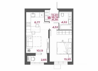 Продаю 1-комнатную квартиру, 41.39 м2, Пенза