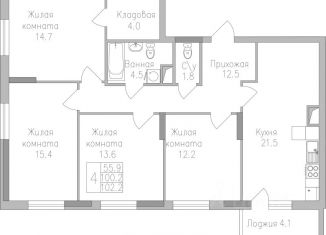 Продажа четырехкомнатной квартиры, 102.3 м2, Липецк