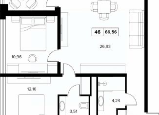Продам 3-комнатную квартиру, 66.56 м2, Краснодарский край