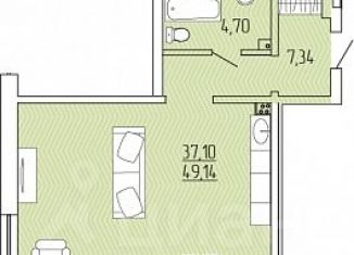 Продаю 1-ком. квартиру, 49.14 м2, Улан-Удэ