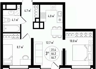 Продается 3-ком. квартира, 44.7 м2, Астрахань, Ленинский район