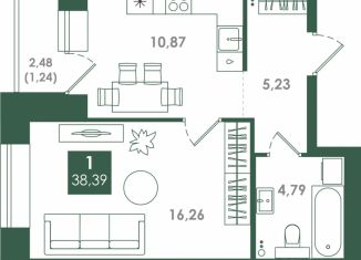Продается двухкомнатная квартира, 38.39 м2, Киров, Нововятский район