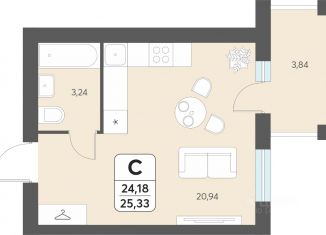 Продам однокомнатную квартиру, 25.33 м2, Архангельская область