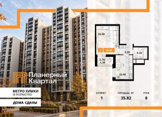 Продаю однокомнатную квартиру, 35.82 м2, Химки