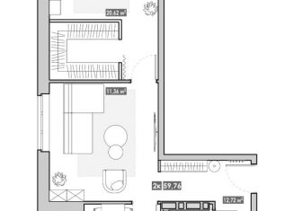 Продается 2-ком. квартира, 59.76 м2, Артём