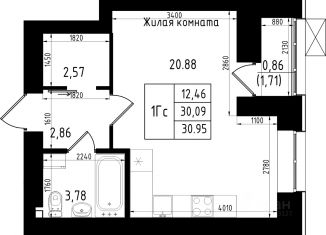 Квартира на продажу студия, 30.95 м2, Казань, Авиастроительный район, улица Михаила Миля, 5