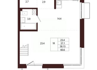1-ком. квартира на продажу, 58.15 м2, Санкт-Петербург
