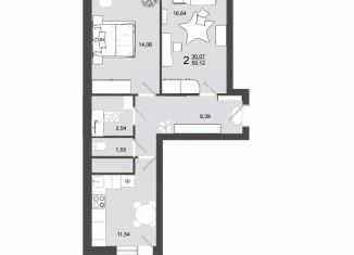 Продажа 2-комнатной квартиры, 59.12 м2, Московская область, микрорайон Майданово, 2к4