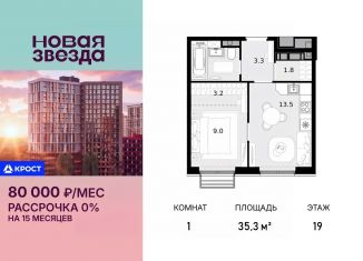 Продается однокомнатная квартира, 35.3 м2, Москва
