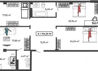 Продаю двухкомнатную квартиру, 111.1 м2, Абакан, улица Авиаторов, 1Б