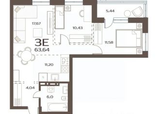 Продается 2-комнатная квартира, 63.64 м2, Приморский край
