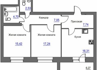 Двухкомнатная квартира на продажу, 74.13 м2, Орёл, Заводской район