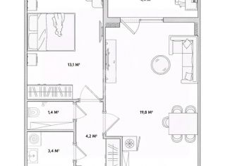 1-комнатная квартира на продажу, 47.7 м2, Орёл, Раздольная улица, 29, Северный район