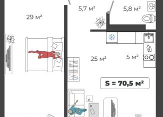 Продам 2-комнатную квартиру, 70.1 м2, Абакан, улица Авиаторов, 1В