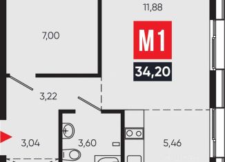 Продается 2-ком. квартира, 34.2 м2, Иркутск, Октябрьский округ